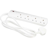 Mercury Extension Lead with Switches, 2 Metre 4 Gang Extension Lead with Individual Switches