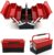 Metal Tool Box43x22x21cm3-Tier 5-Drawer Cantilever Toolbox Organizer – Heavy-Duty Red Metal Tool Storage Box with Carrying Handle,
