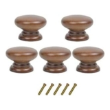 Metany 5-Pack round Wood Drawer Knobs 33mm Walnut with Screws