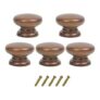 Metany 5-Pack round Wood Drawer Knobs 33mm Walnut with Screws