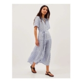 Mia Embroidered Print Midi Dress Blue