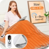 Mia&Coco Electric Heated Blanket Throw Flannel Sherpa Fast Heating 180x130cm, 10 Heat Levels & Up-to-9-Hours Auto-Off Timer & LED Display, for Home Office Use, Machine Washable, ETL Certified, Grey