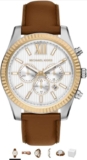 Michael Kors Lexington Uhr für Herren, 45mm Quarz-Chronographenwerk mit Edelstahlarmband