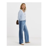 Mid Blue Authentic Side Stripe Wide Leg Jeans