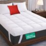 MightySoft Mattress Topper Double Bed 10cm, Extra Deep Quilted Microfiber Topper for Cloudlike Comfort with Extra Warmth & Breathable Support, Fluffy Design with Secure Elastic Straps for Better Sleep