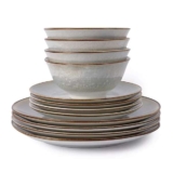 Mikasa Patterned Nordic Grey Porcelain 12 Piece Dinner Set – Free C&C Only