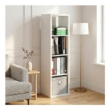 Mikkagu 4-Cube Tall Bookshelf, Open-Back, Reversible, 15x16x58, White