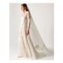 Milena Long Sleeve Floral Embroidered Mesh Wedding Dress Ivory