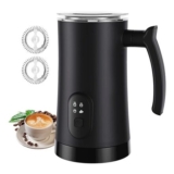 Milk Frother and Steamer, 4-in-1 Auto Shut-Off, Hot/Cold Foam (Black)