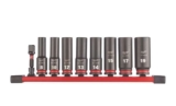 Milwaukee SHOCKWAVE 3/8 Drive Impact Deep Socket Rail Set 9 Pieces