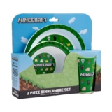 Minecraft 3-Piece Dinner Set: Plate, Bowl, Tumbler, BPA-Free, Dishwasher-Safe