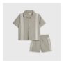 Mini Boys Green Boxy Stripe Smart Shirt Set