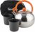 Mini Camping Kettle 304 Stainless Steel Portable Tea Pot 0.6L with Heat Resistant Silicone Handles for Outdoor Picnic Fishing and Hiking Use