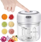 Mini Electric Food Chopper, 250ml Capacity, Food Processor and Blender, USB Rechargeable, Portable Onion Chopper for Onions, Fruit, Chili, Ginger, and Garlic
