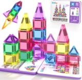 Mini Magnetic Tiles Travel Set, Magnetic Building Blocks Kids, Travel Toys Preschool Classroom Must Haves, Montessori Education STEM Sensory Outdoor Toys for Toddlers, Birthday Gift for Boys Girls 3
