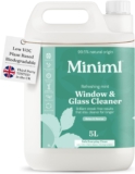Miniml Window & Glass Cleaner 5L Refill – Mint Scented, Streak-Free Finish, Cruelty-Free, Vegan, Natural & Plant-Based Non-Toxic Cleaning Formula, Bulk Buy