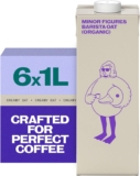 Minor Figures Barista Oat (Organic) Perfect for Smooth, Silky Coffees Vegan Non-Dairy Shelf-Stable 1L x 6 Cartons