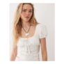 Miss Selfridge Puff Sleeve Milkmaid Top in White