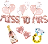 Miss to Mrs hen party decorations 25 pcs set, MISS TO MRS balloons, confetti balloons, rose gold ribbon, inflating straw. Bride to be party, Hen do