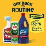 Mix and match – Any 3 Cleaning Products for £5 – Flash/Fairy/Cif/Bloo/Febreeze/Domestos/Method/Merigold – Online & Instore