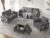 Mjkone 4 Pieces L Shaped Sectional Sofa Couches Set for Living Room Furniture Sets, 3-Seater Sofas Couch and Loveseat Set with Armchair and Storage Ottoman for Home Office Apartment, Dark Grey