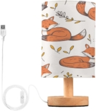 Mnsruu Bedside Table Lamps, Fox Leaves USB Table Lamp for Bedroom, LED Light Bedroom Bedside Table Décor Night Lamp Warm White