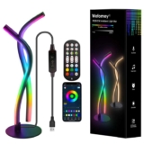 Modern LED Bedside Table Lamp with RGB Colour Changing, App & Remote Control, Music Sync, Dimmable Ambience Lighting