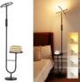 Modern LED Floor Lamp for Living Room, 36W Dimmable Standing Lamp with Side Table, 175cm Tall Black Floor Lamp, Remote & Touch Control, 360 Adjustable Head for Bedroom Sofa Reading Corner AVEN MF19