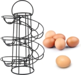 Modern Spiral Egg Holder – Holds 18 Eggs, Freestanding FIFO Wire Dispenser Rack for Compact Kitchen Countertop Storage