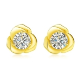 Moissanite Rose Flower Stud Earrings, 1ct, Hypoallergenic 925 Silver