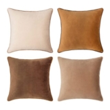 Monday Moose Velvet Throw Pillow Covers, 4-Pk, Double-Sided, 14×14, Brown/Beige