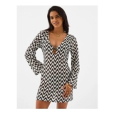 Mono Crochet Mini Kaftan Black