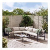 Montenegro White Metal 6-Seat Outdoor Corner Sofa with Table