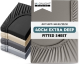 Moonlight Bedding King Size Fitted Sheets 40 Cm Extra Deep Pocket Grey Bed Sheets 16 inch Ultra Soft Bottom Sheet Brushed Microfiber Breathable Shrinkage and Fade Resistant