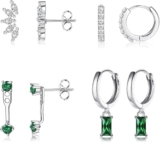 Morfetto 4 Pairs 14K Gold Plated Hypoallergenic Earrings Set for Women – Dainty Stud, Huggie, Small Hoop, and Dangle Cartilage Earrings for Multiple Piercings