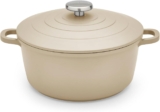 Morphy Richards Cast Aluminium Casserole, 24cm/4.1L, Non Stick Coating, Lightweight Design, Oven Safe, Self-Basting, Suitable for all Hobs, Cream, 851254
