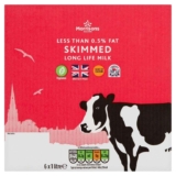 Morrisons British UHT Skimmed Milk, 6 x 1L (Amazon)