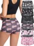 Morvia 6 Pack Gothic Halloween Print Boyshorts, High Waist Variety Underwear with Elastic Band, Skull Rose Stars Pattern