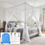 Mosquito Net for Single and Double Beds 190210240cm 4 Corner Post Curtains Bed Canopy Screen Netting Canopy Curtains Insect Protection with 4 Openings Hanging Kit & Carry Bag for Bedroom