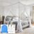 Mosquito Net for Single and Double Beds 190210240cm 4 Corner Post Curtains Bed Canopy Screen Netting Canopy Curtains Insect Protection with 4 Openings Hanging Kit & Carry Bag for Bedroom