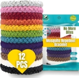 Mosquito Repellent Bracelet 12 Pcs, Adjustable Band, Deet Free, Travel Essentials, Insect Repellent Bracelet, 350 Hours Mosquito Repellent Protection Suitable for All Ages.