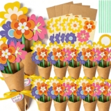 Mothers Day Craft Kit 12PCS Flower Bouquet DIY Flower Paper Crafts Card Making Kits Multiple Colours Cruelty-Free Materials for Mothers Day Birthday Gift School Classroom Home Handmade Art Projects