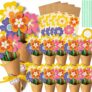 Mothers Day Craft Kit 12PCS Flower Bouquet DIY Flower Paper Crafts Card Making Kits Multiple Colours Cruelty-Free Materials for Mothers Day Birthday Gift School Classroom Home Handmade Art Projects