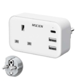 Mscien 2 Pack UK to European Plug Adapter with USB-C, EU Travel Plug