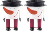 Muddy Hands Set of 2 – Christmas Snowman Metal Tin Plant Pots Planters Cover Stand Holder Xmas Storage Bucket Decoration