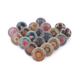 Multicolor Flower Ceramic Cabinet Knobs Vintage Look, Set of 20