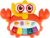 Musical Crab Piano Toy, Orange and Yellow 5 Key Piano, Sea Creatures, Educational Learning, 17cm x 12cm