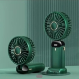 N15 Portable Hand Held Fan,USB Rechargeable with 5 Speeds Battery OperatedFoldable Desktop with LED Display (Green)