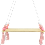 N/A OLRWSLG Wall Hanging Shelf Swing Rope Floating Shelves Wooden Display Hanging Plant Shelf Nordic Display Shelves Wall Mounted String Hanging Shelves for Bedroom Living Room Bathroom, Pink
