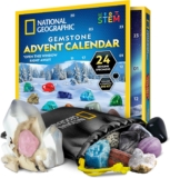 NATIONAL GEOGRAPHIC 2025 Gemstone Advent Calendar – Christmas Countdown Calendar for Kids with 24 Gems, Rock Collection, Mini Gem Dig Kit (English-Only Version)